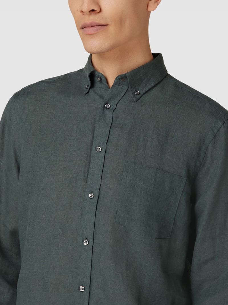 Freizeithemd mit Button-Down-Kragen in stein