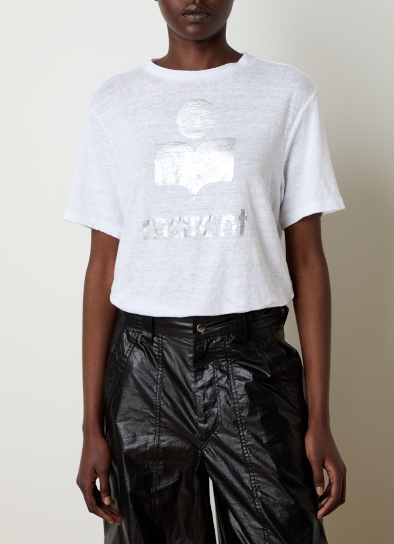 T-shirt in lino Isabel Marant Zewel con stampa logo