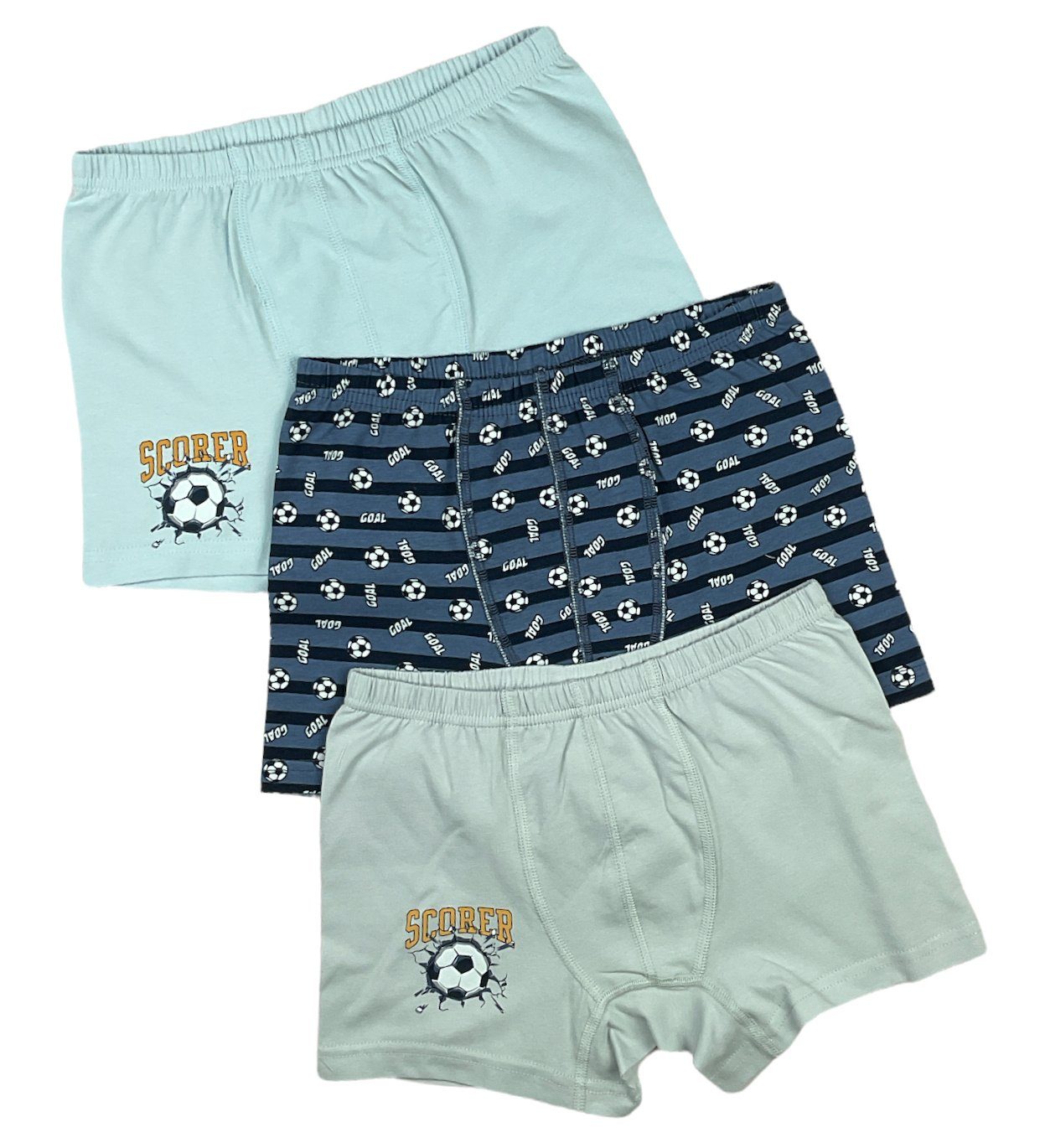 LOREZA Boxershorts 5 Jungen Boxershorts Unterhosen aus Baumwolle Unterwäsche - Scorer (Spar-Packung, 5-St)