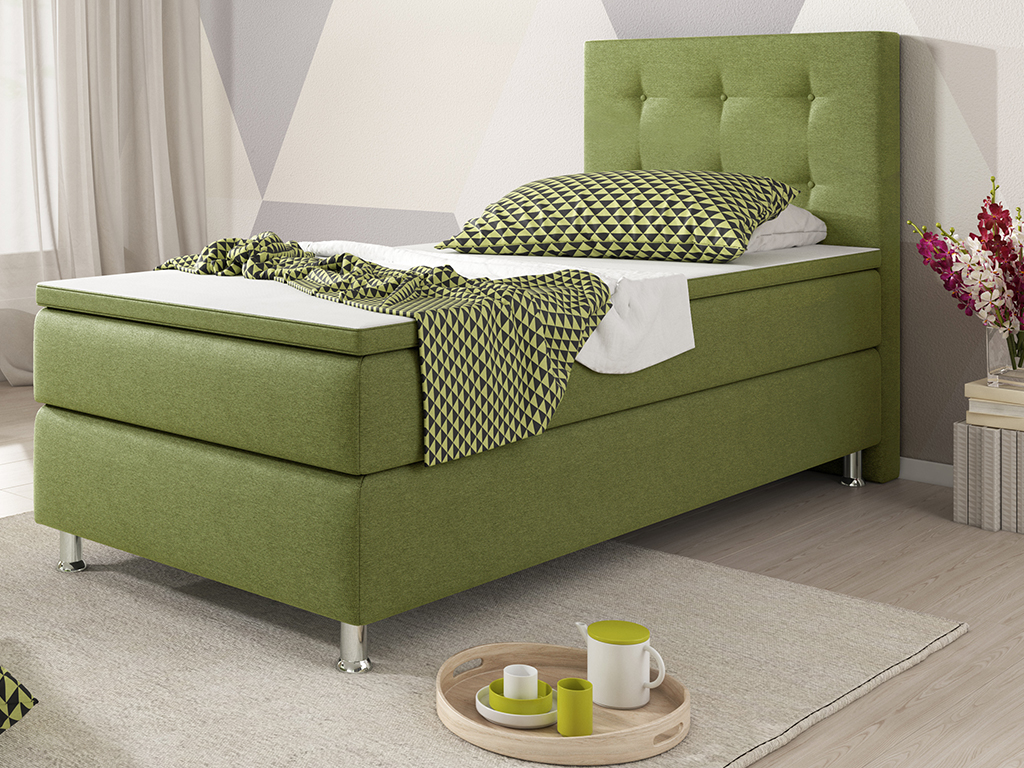 IHG Boxspringbett Köln 90x200 Webstoff Grün