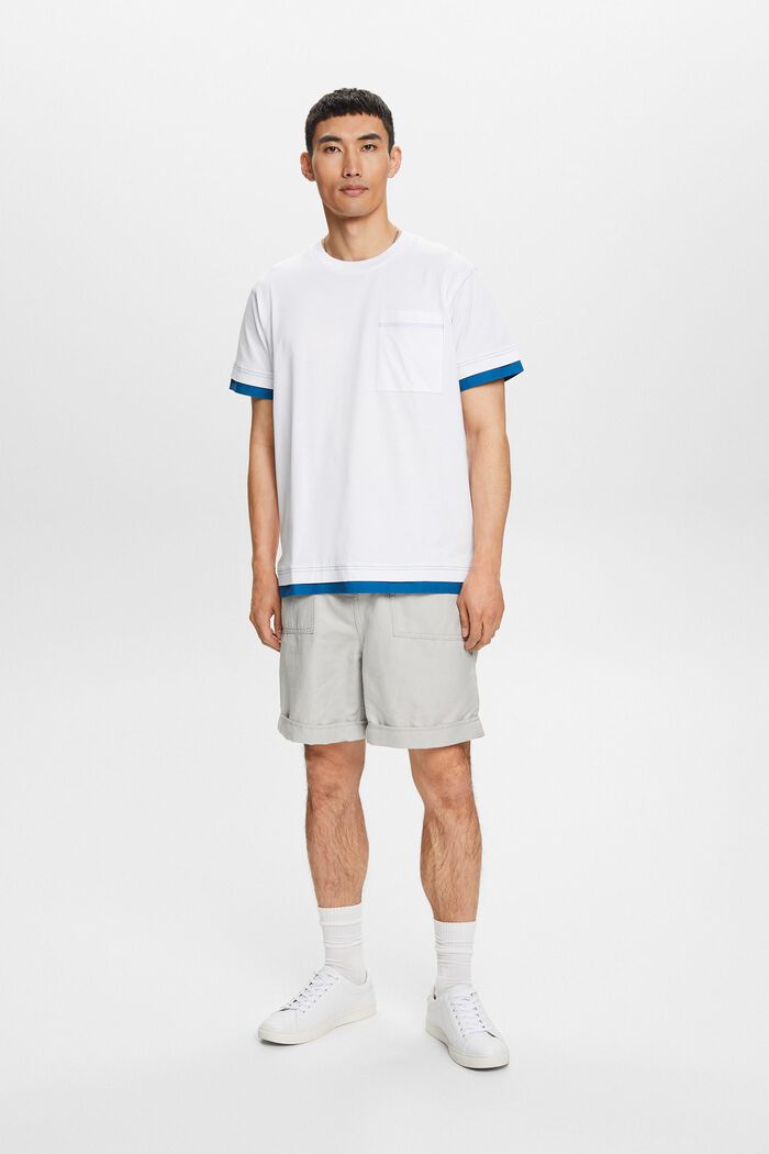 Rundhals-T-Shirt im Lagenlook, 100 % Baumwolle