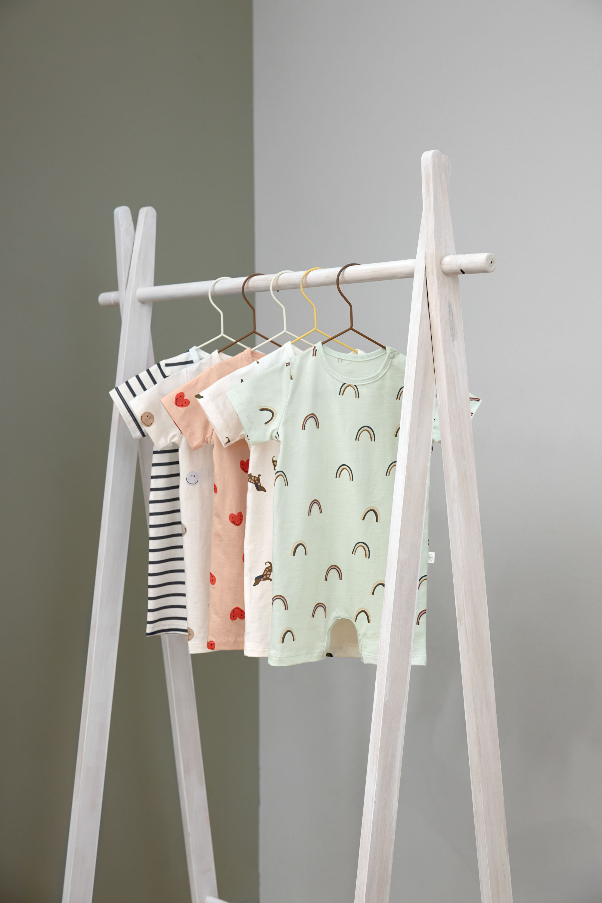 Baby Jumpsuit - Bio Baumwolle, Regenbogen, Mint