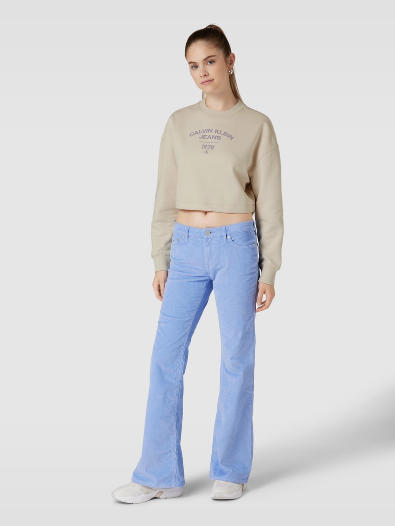 Sweatshirt mit Label-Print Modell 'VARSITY' in beige