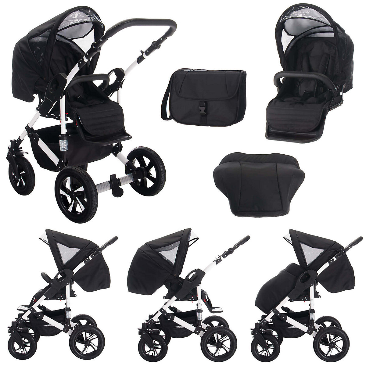 Florida | 3 in 1 Kombi Kinderwagen Komplettset | Luftreifen Kombikinderwagen