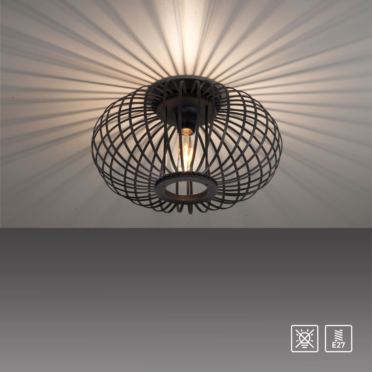 JUST LIGHT LeuchtenDirekt Deckenleuchte RACCOON,, 1xE27 max. 40 Watt exkl., Innenleuchte, IP20 Bambus