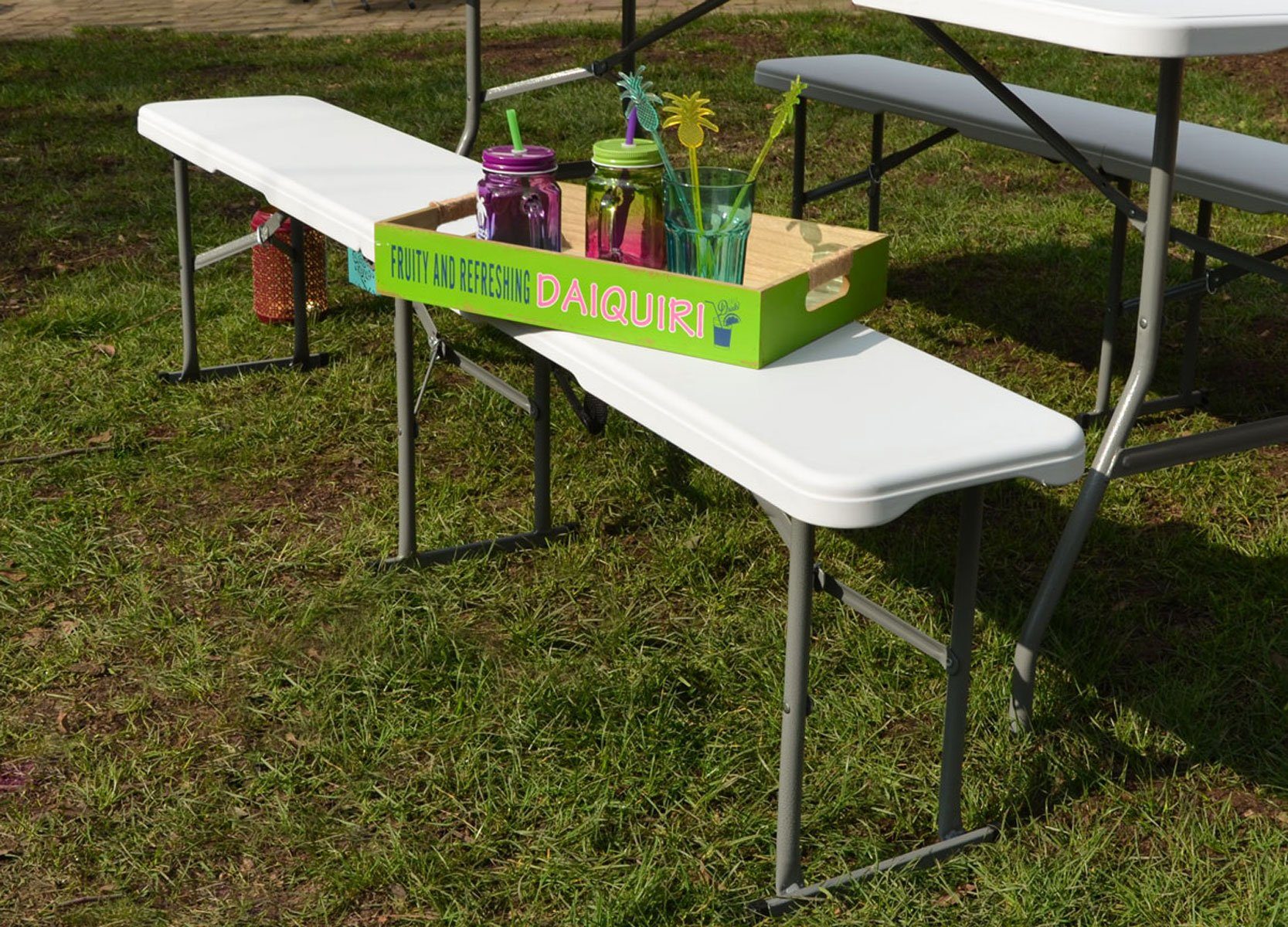 AMANKA Bierzeltgarnitur Wetterfeste Bierbank Sitzbank Gartenbank, Klappbar 182x27x43 cm Camping