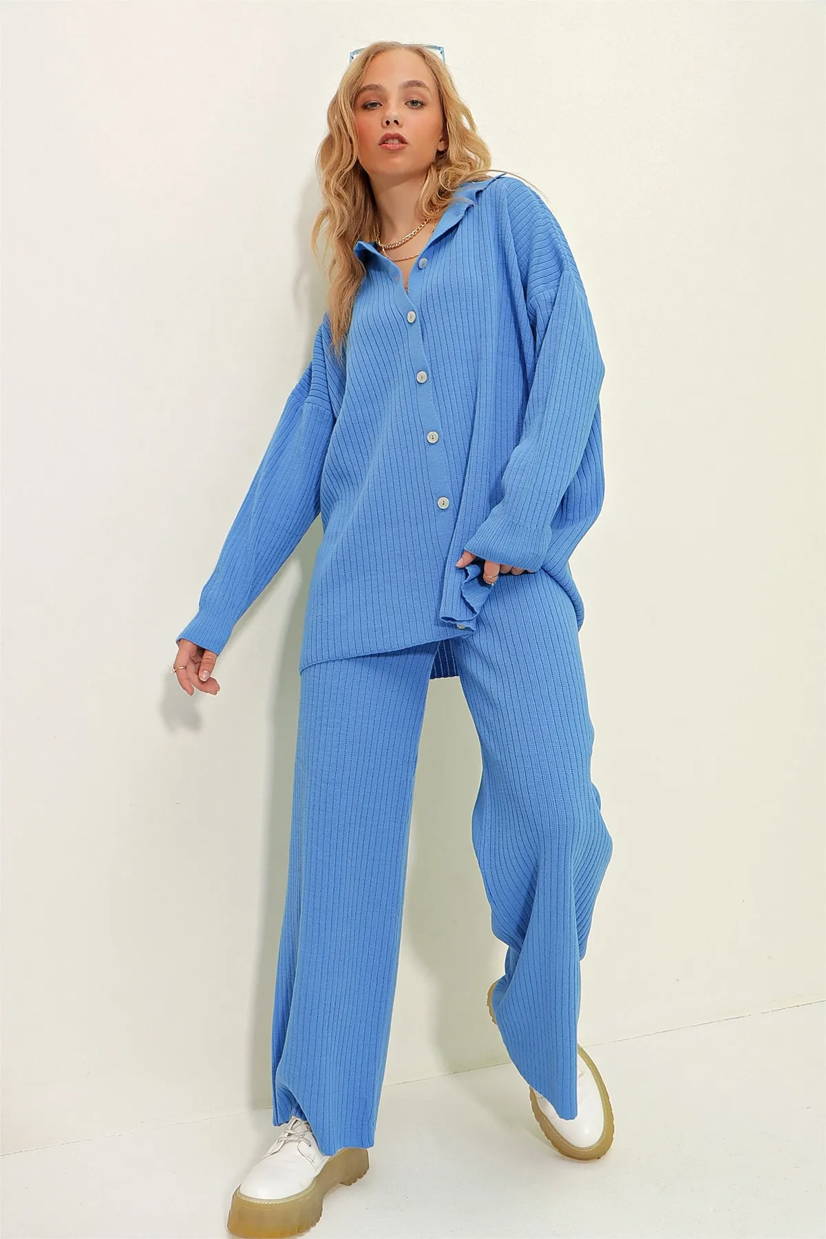 Trend Alaçatı Stili  Zweiteiler - Blau - Oversized