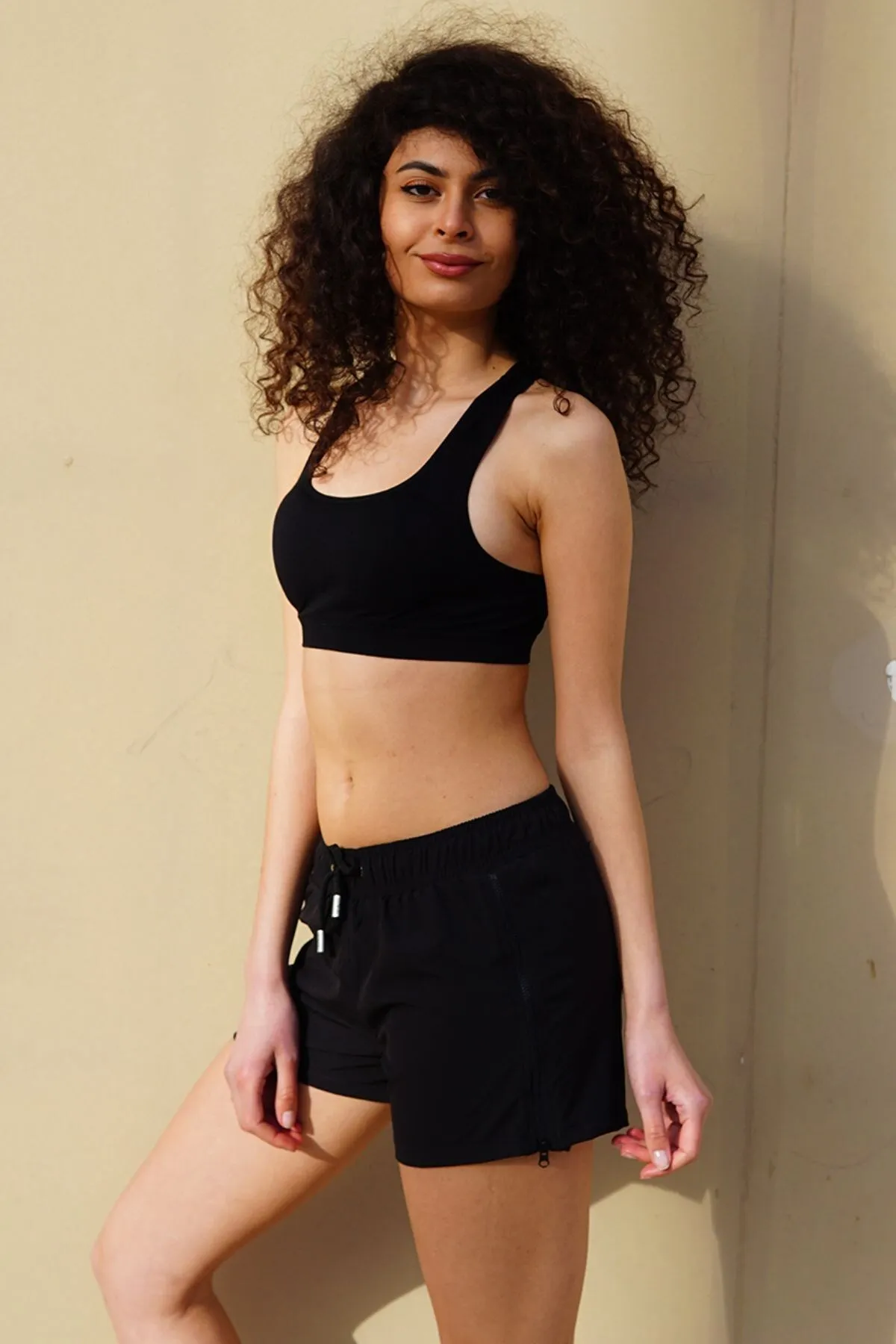 C&City  Damen-Badeshorts aus Lycra mit seitlichem Reißverschluss C1816 Schwarz