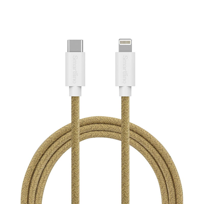 Smartline Ladekabel 2 m USB-C til lightning sand Fuzzy