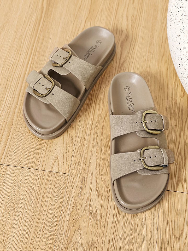 Sixth Sens Pantoletten in Khaki günstig kaufen