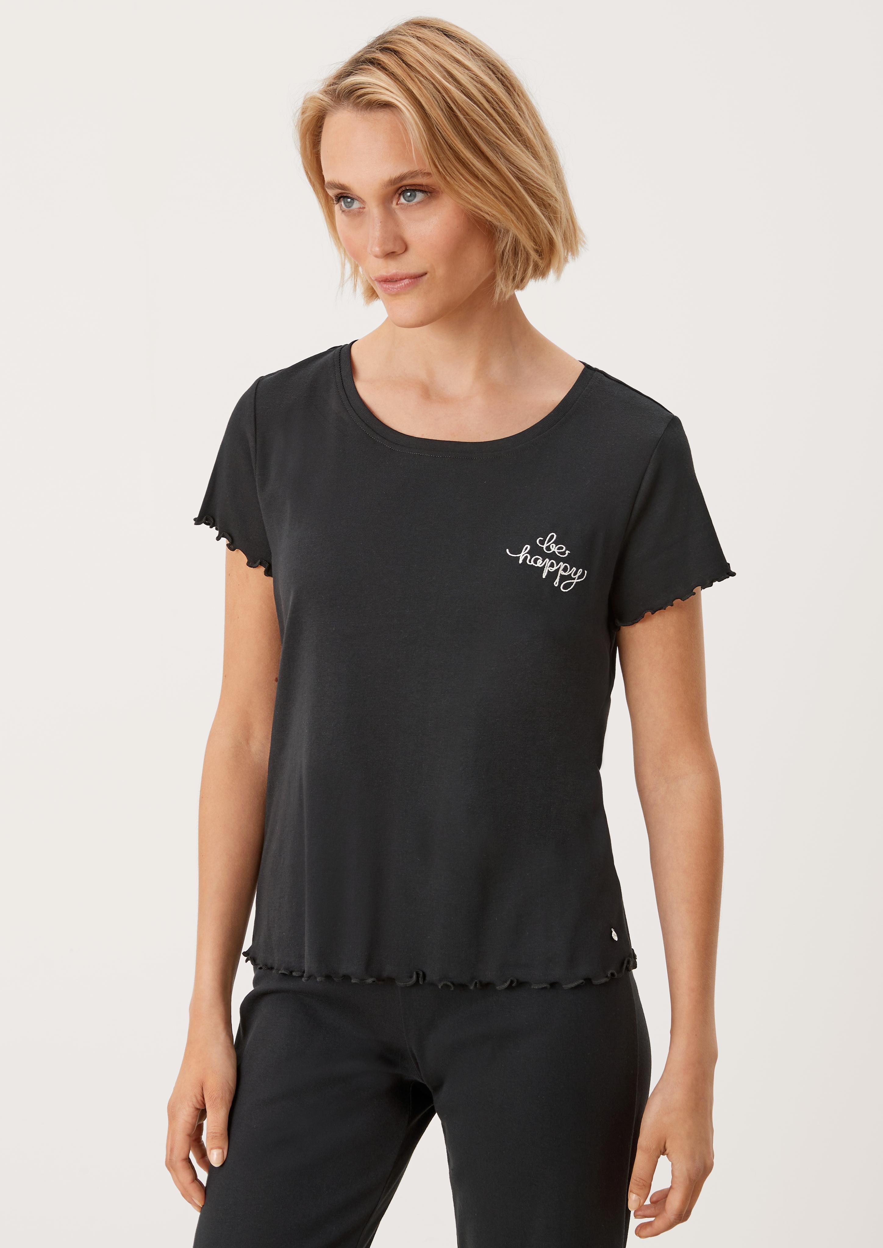 Pyjamashirt mit Wellensaum  6006120-9999