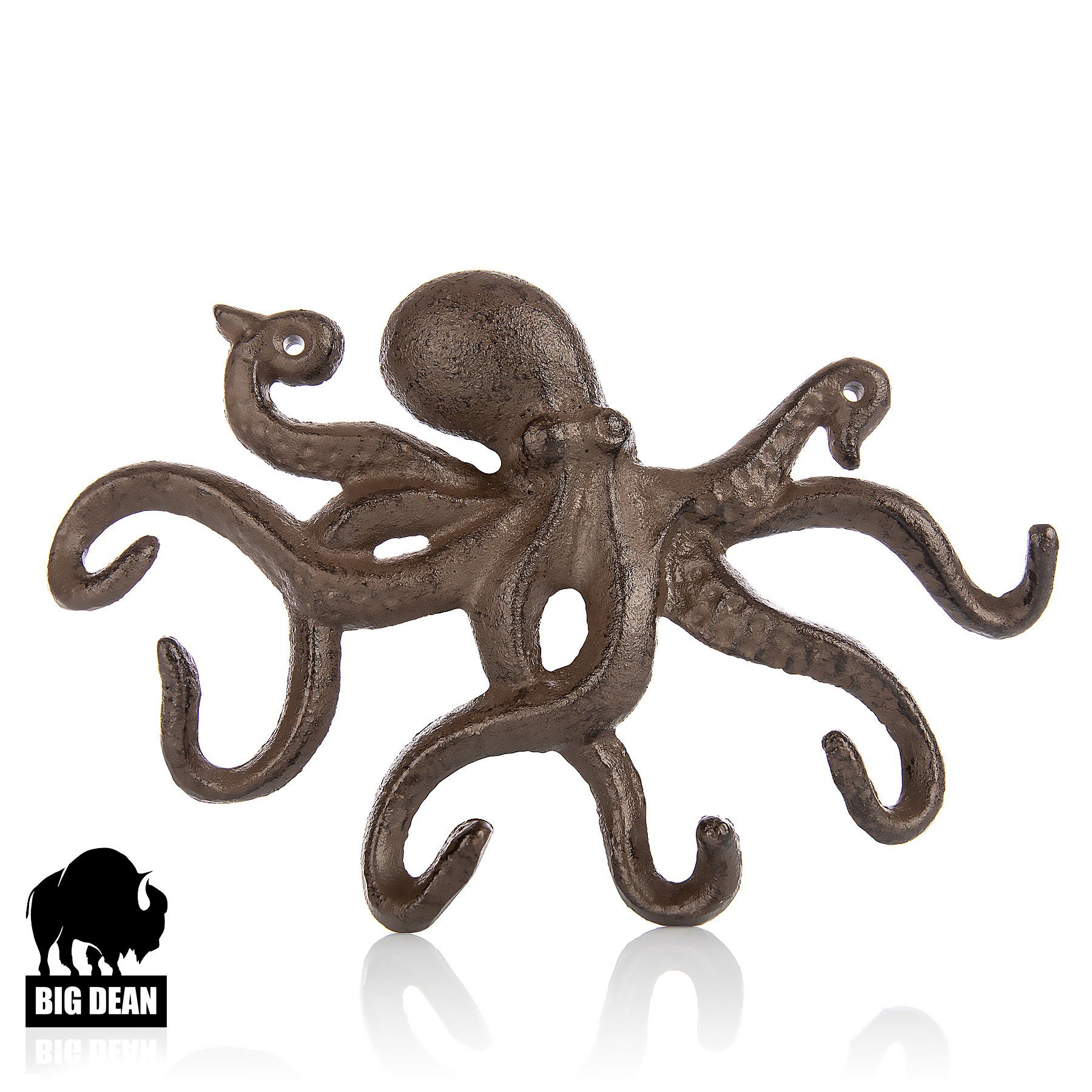 BigDean Schlüsselbrett Oktopus Design Schlüsselhaken Krake Schwar