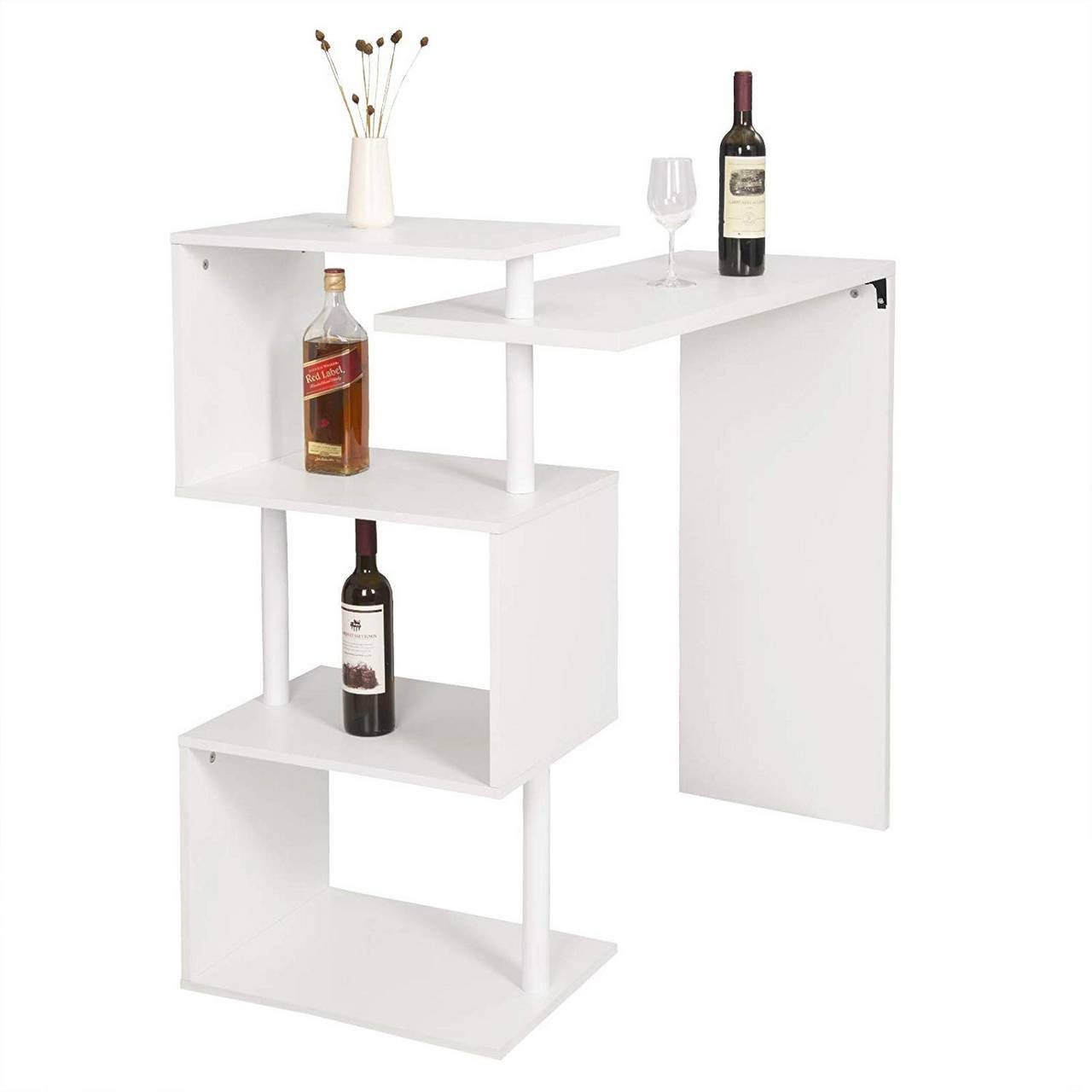 Woltu Bartisch (1-St), Stehtisch mit 3 Ablageflächen, aus Metall & MDF