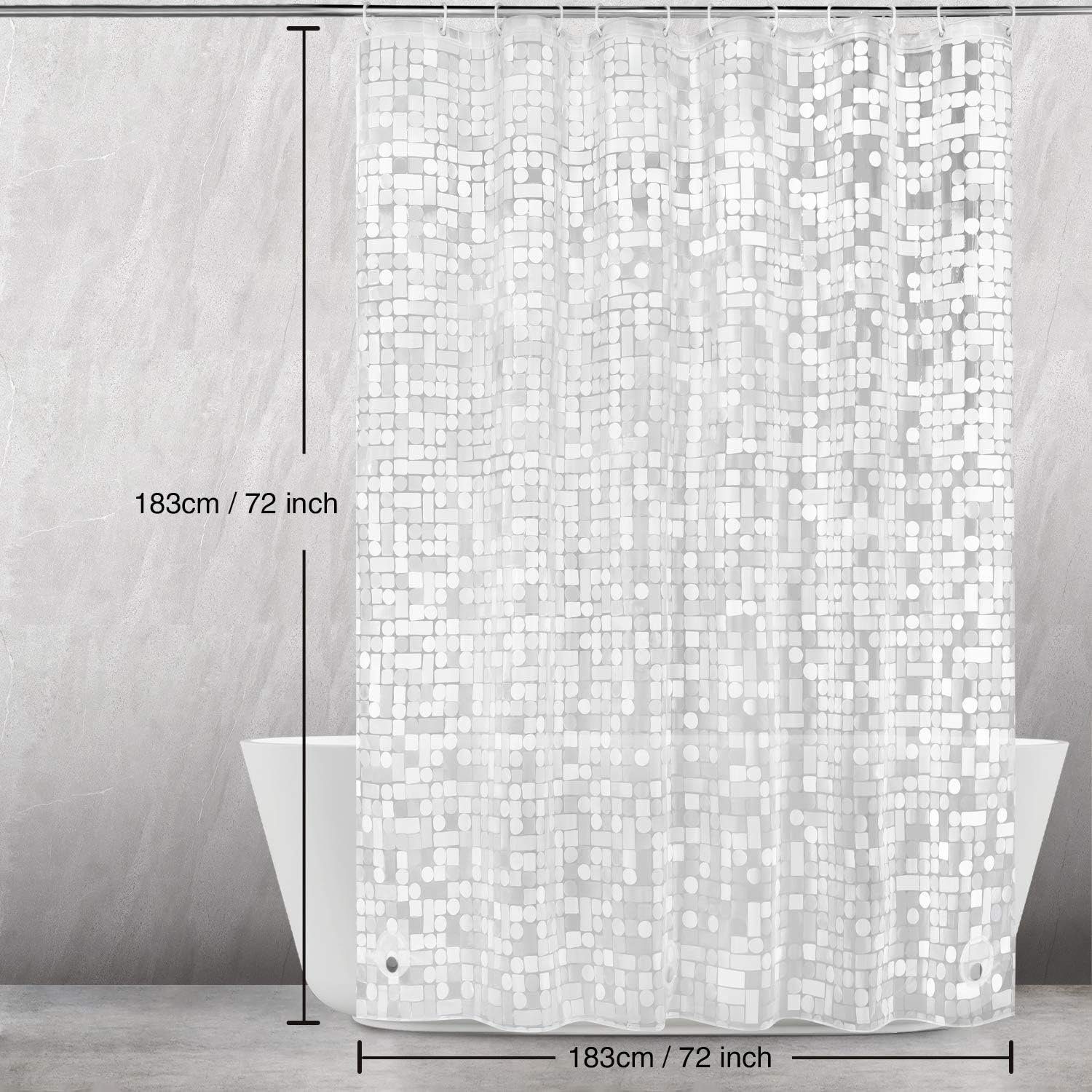 Perfine Duschrollo 3D Duschvorhang Anti-Schimmel mit Gewicht Magnet unten, Wasserdicht (SET), Wasserdicht Antibakteriell EVA Vorhang für Dusche und Badewanne