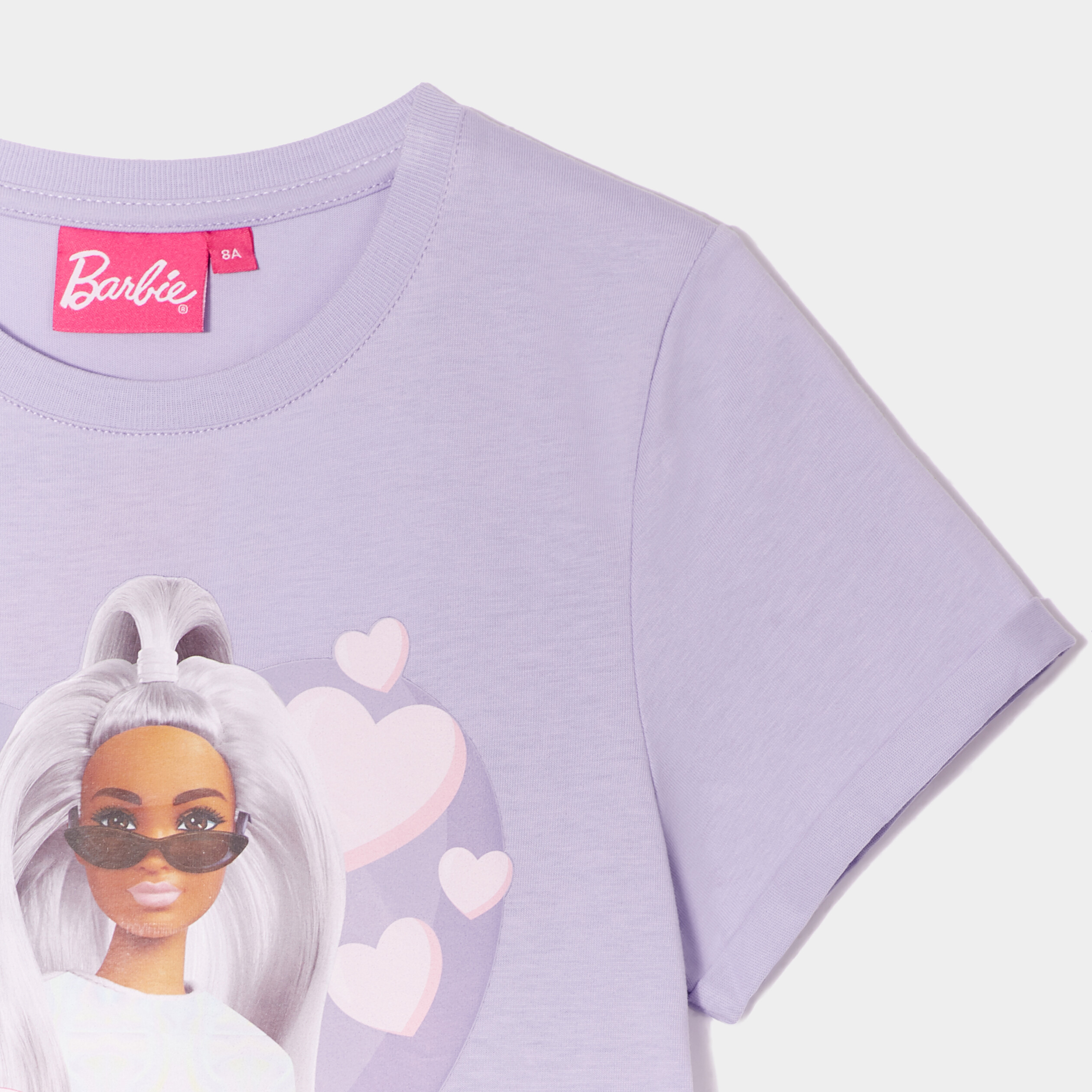T-shirt manches courtes coton Barbie parme fille | La Halle
