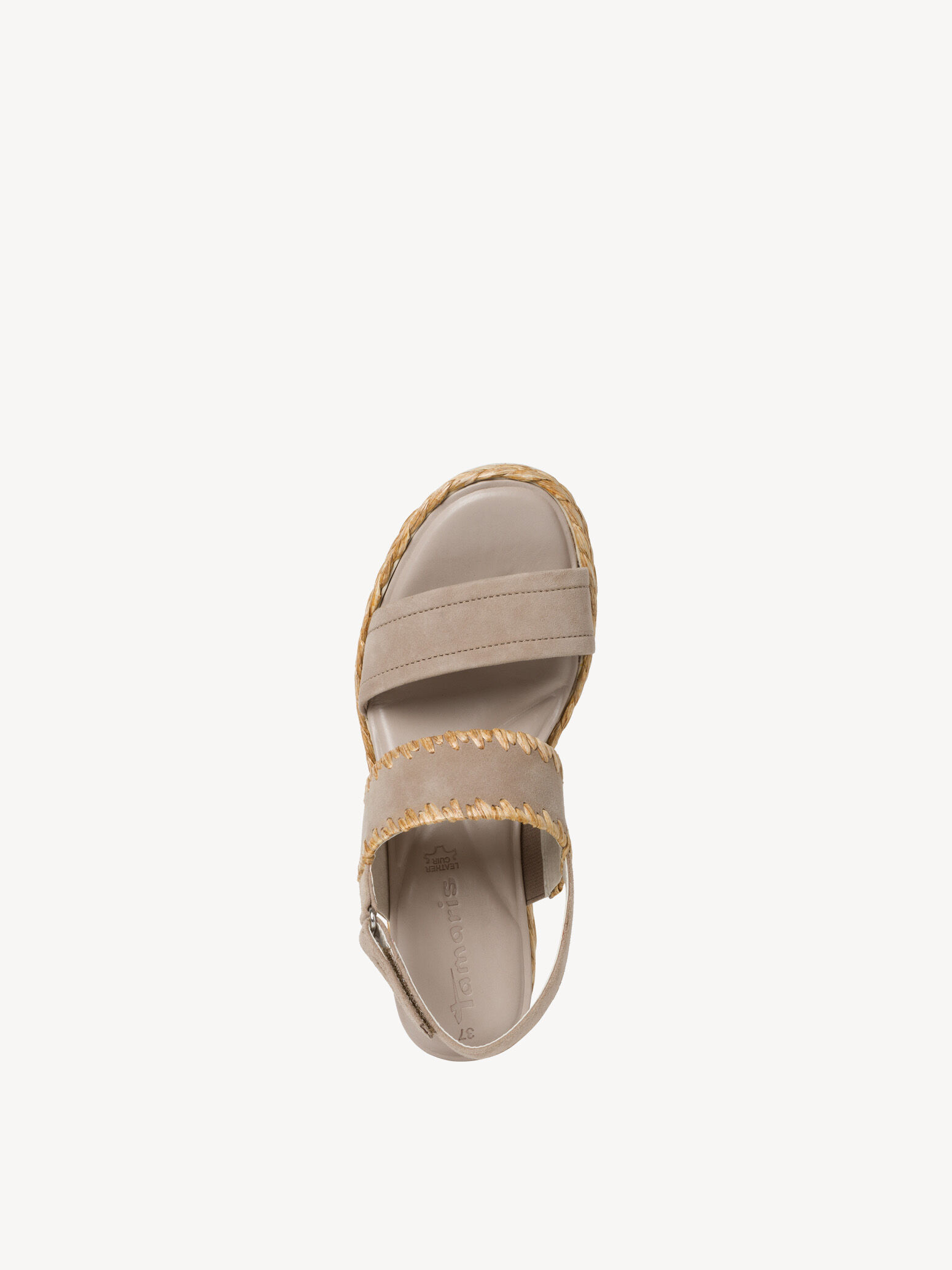 Sandale à talon en cuir - beige