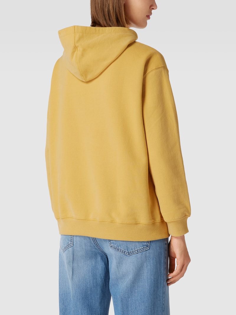 Hoodie mit Logo-Stitching in gelb
