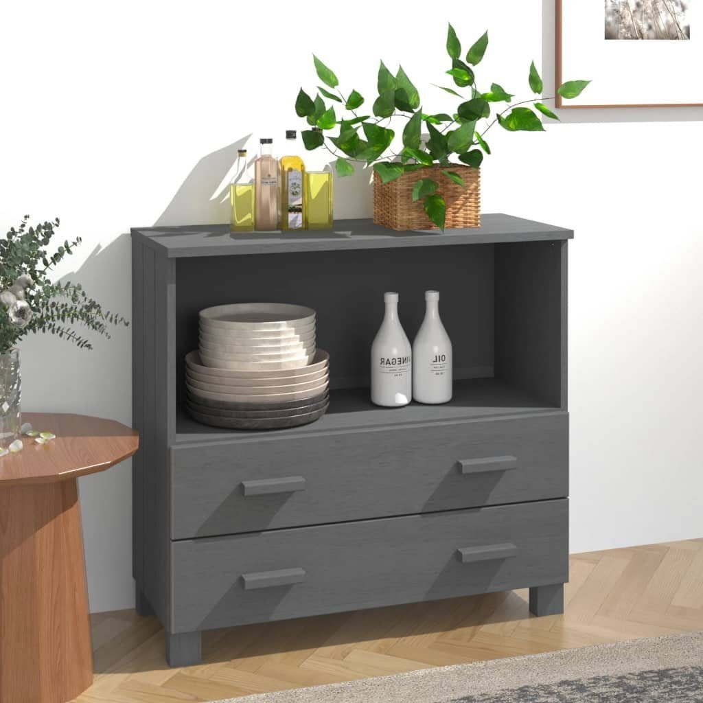 vidaXL Sideboard Sideboard HAMAR Dunkelgrau 85x35x80 cm Massivholz Kiefer (1 St)