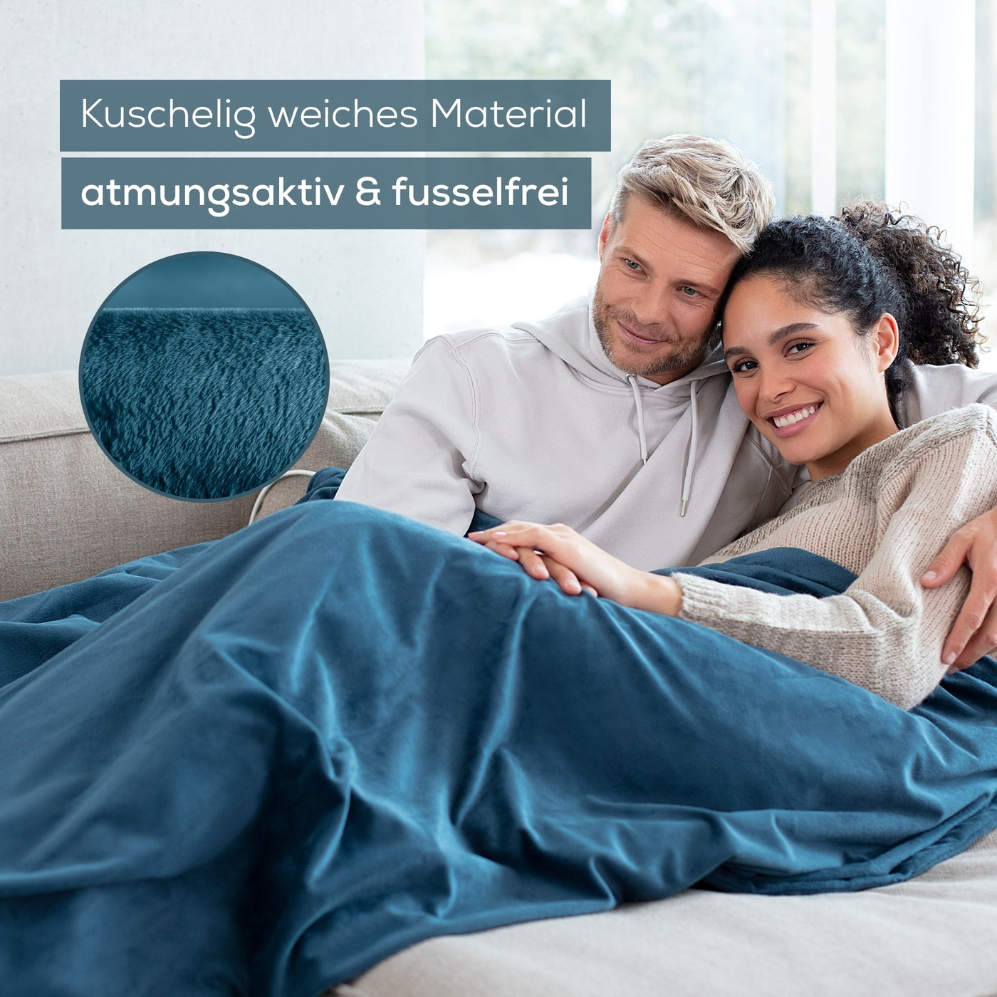 Beurer Wärmezudecke HD 75 Cosy Ocean-Atmungsaktive Heizdecke in trendigem Blau mit anschmiegsamer Flauschfaser