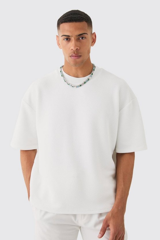Kastiges strukturiertes Oversize T-Shirt