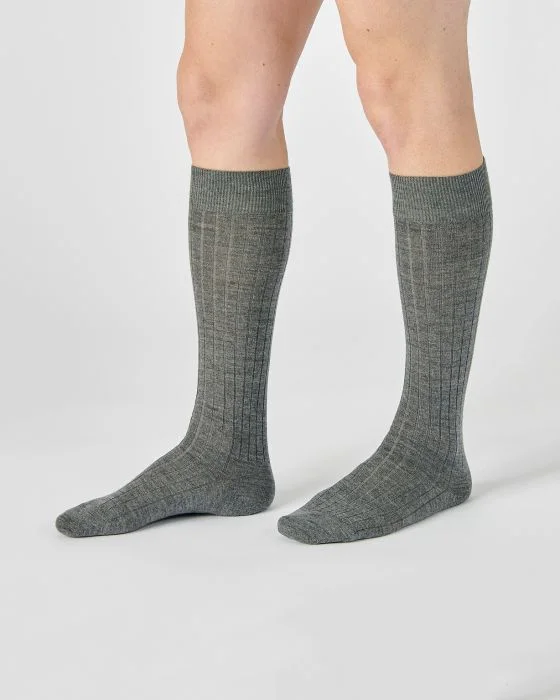 Lot de 2 paires de mi-bas côte Derby 80% laine Mérinos.