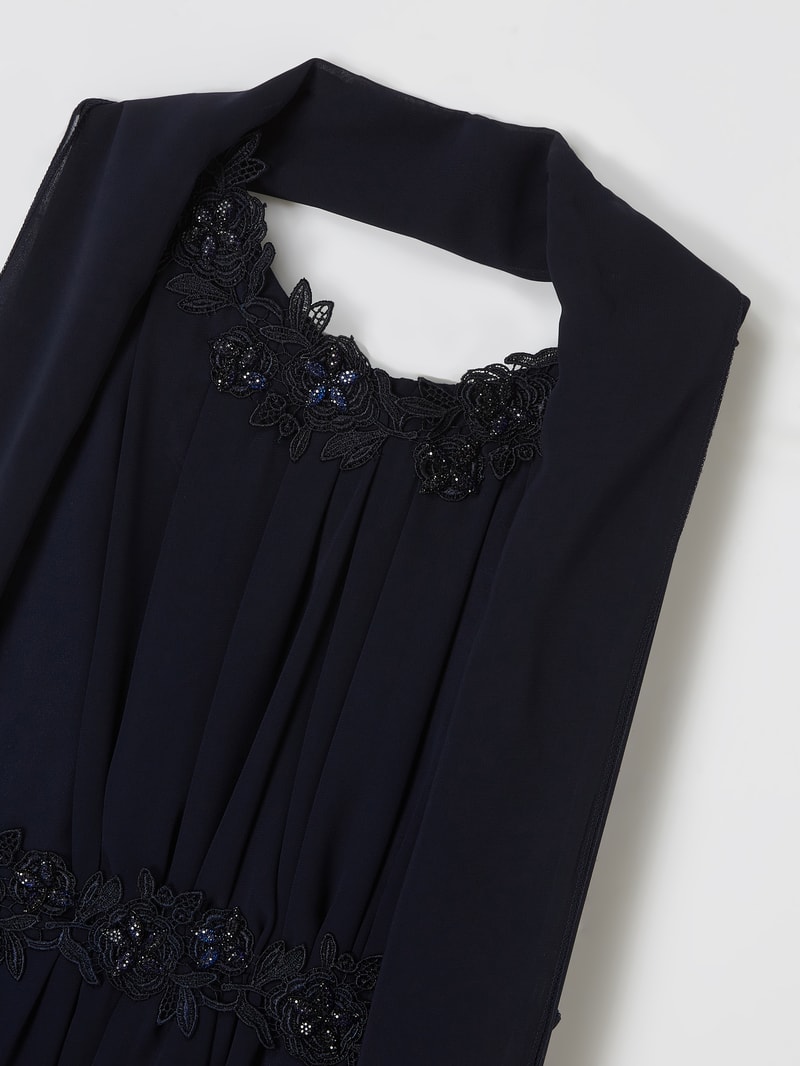 Kleid aus Chiffon in marineblau