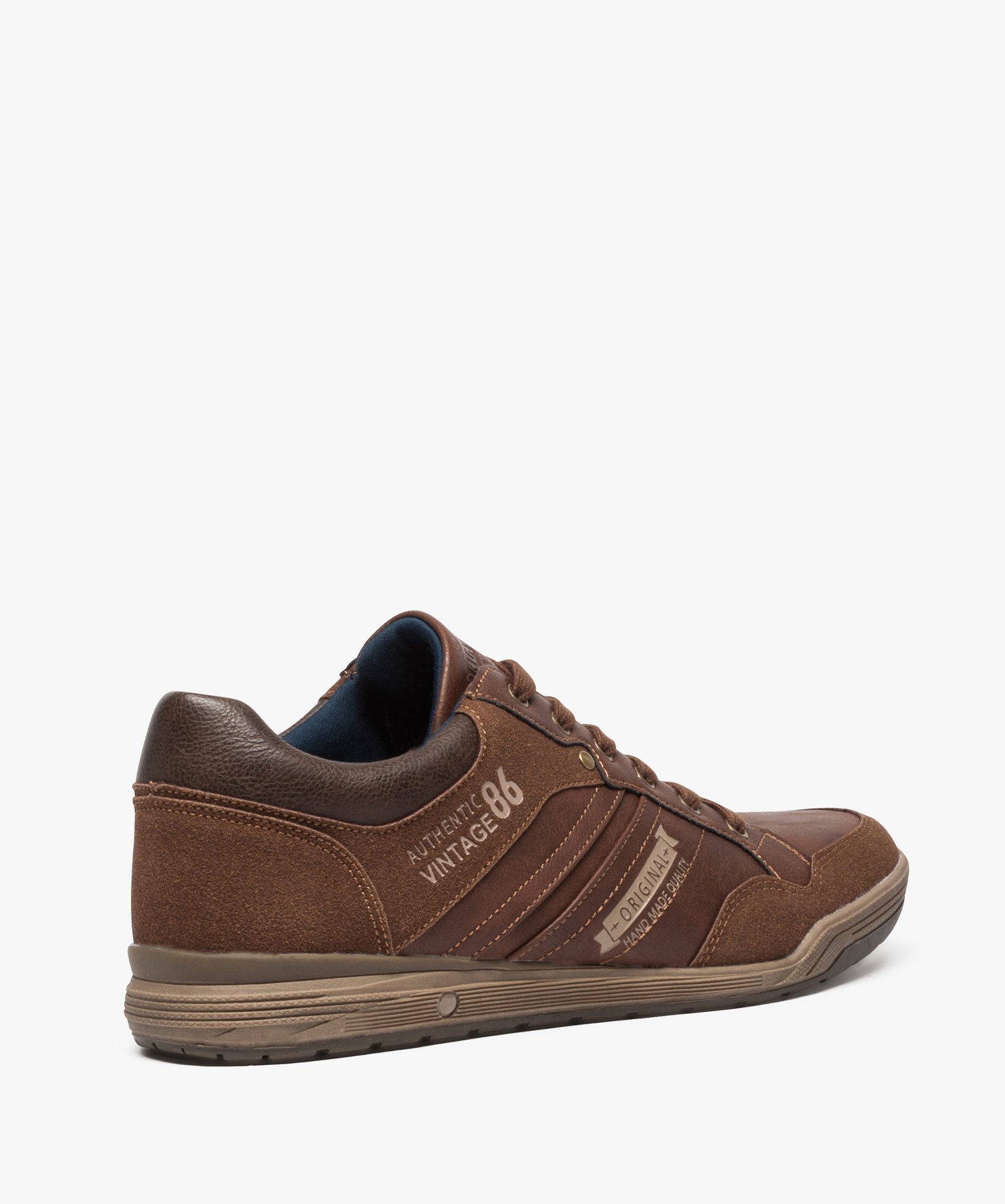Baskets homme baskets de ville multimatières avec surpiqres camel | GEMO