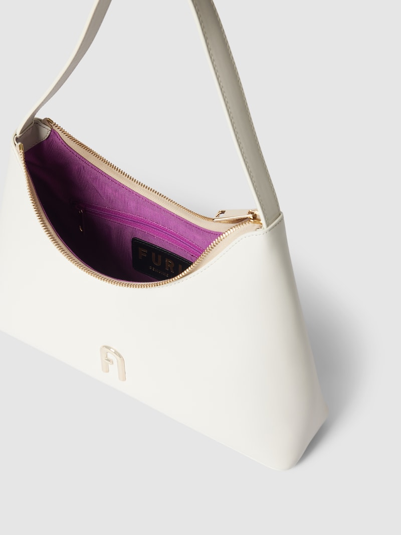 Hobo Bag mit Label-Applikation Modell 'DIAMANTE' in ecru