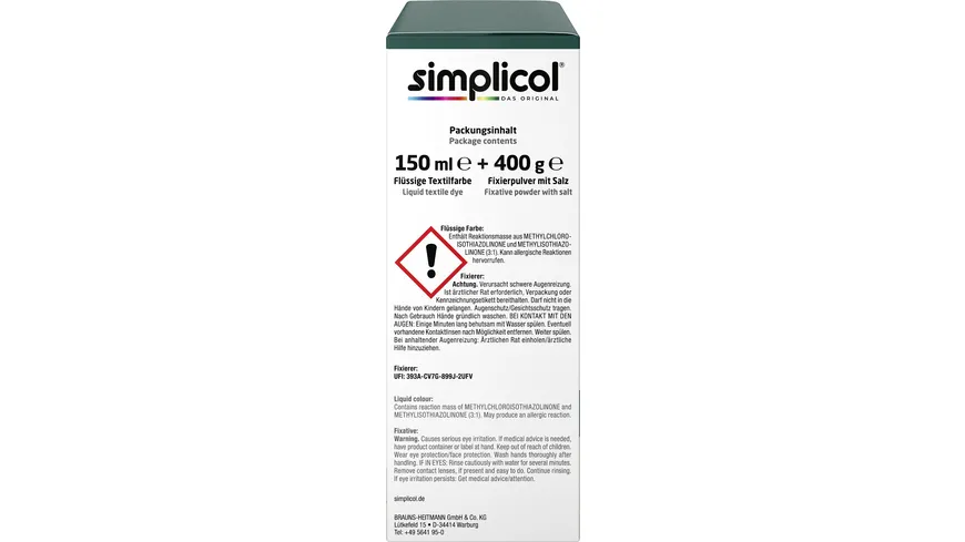 Simplicol Textilfarbe Intensiv Wald-Grün 150 ml