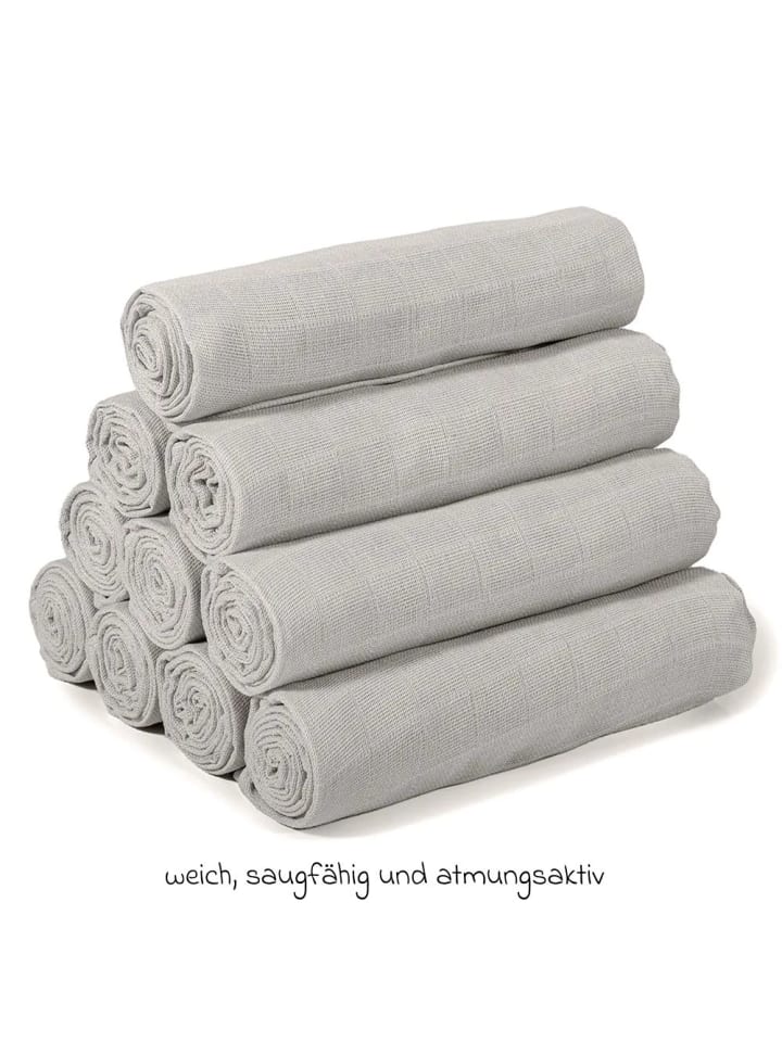 Makian Mullwindel / Mulltuch 10er Pack 80 x 80 cm - Grau in grau günstig kaufen onesize