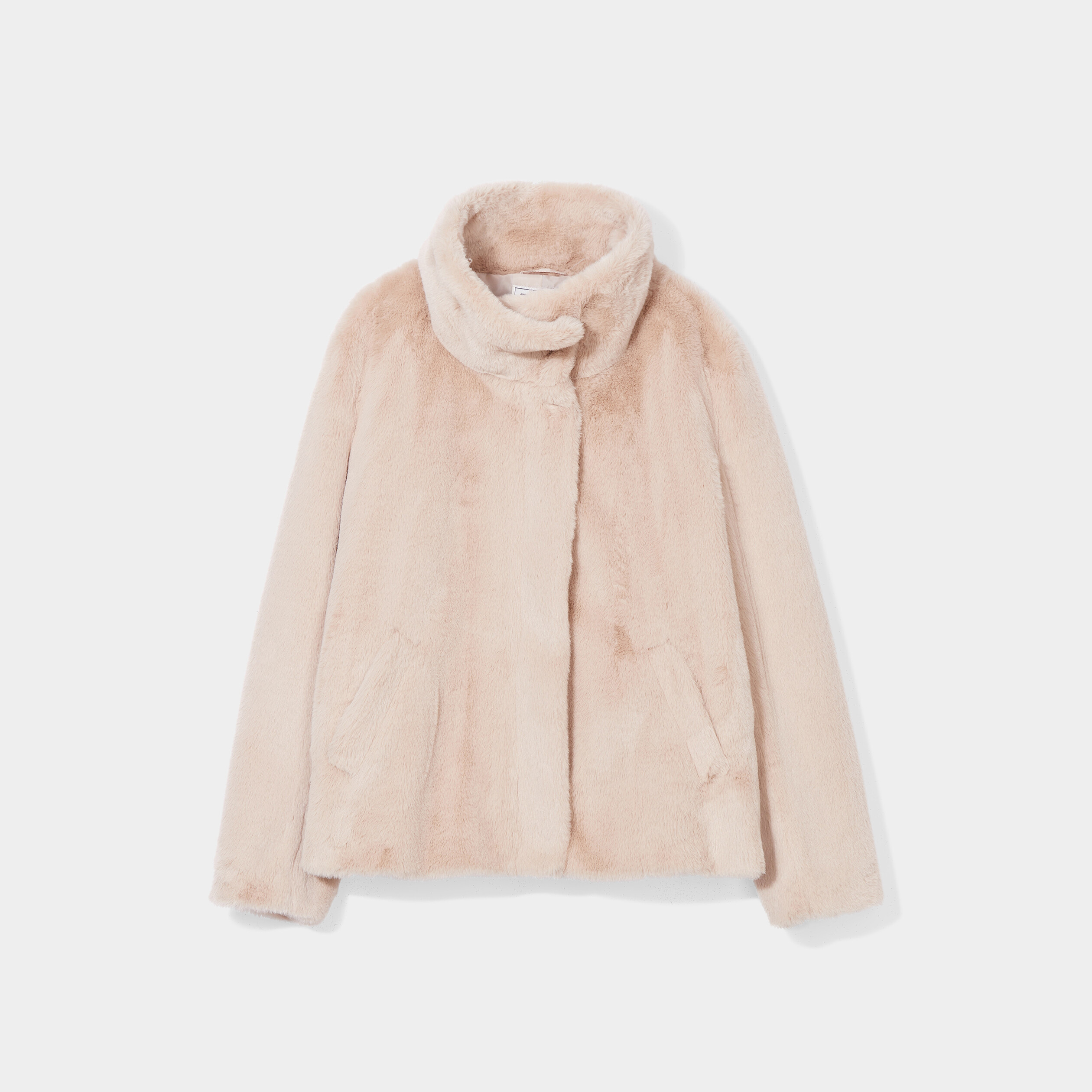 Veste imitation fourrure col montant beige femme | La Halle