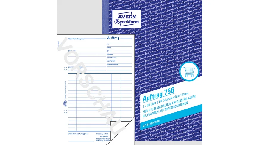 AVERY Zweckform Auftrag 756, 2. Blatt ohne Perforation zum Verbleib im Buch, DIN A5