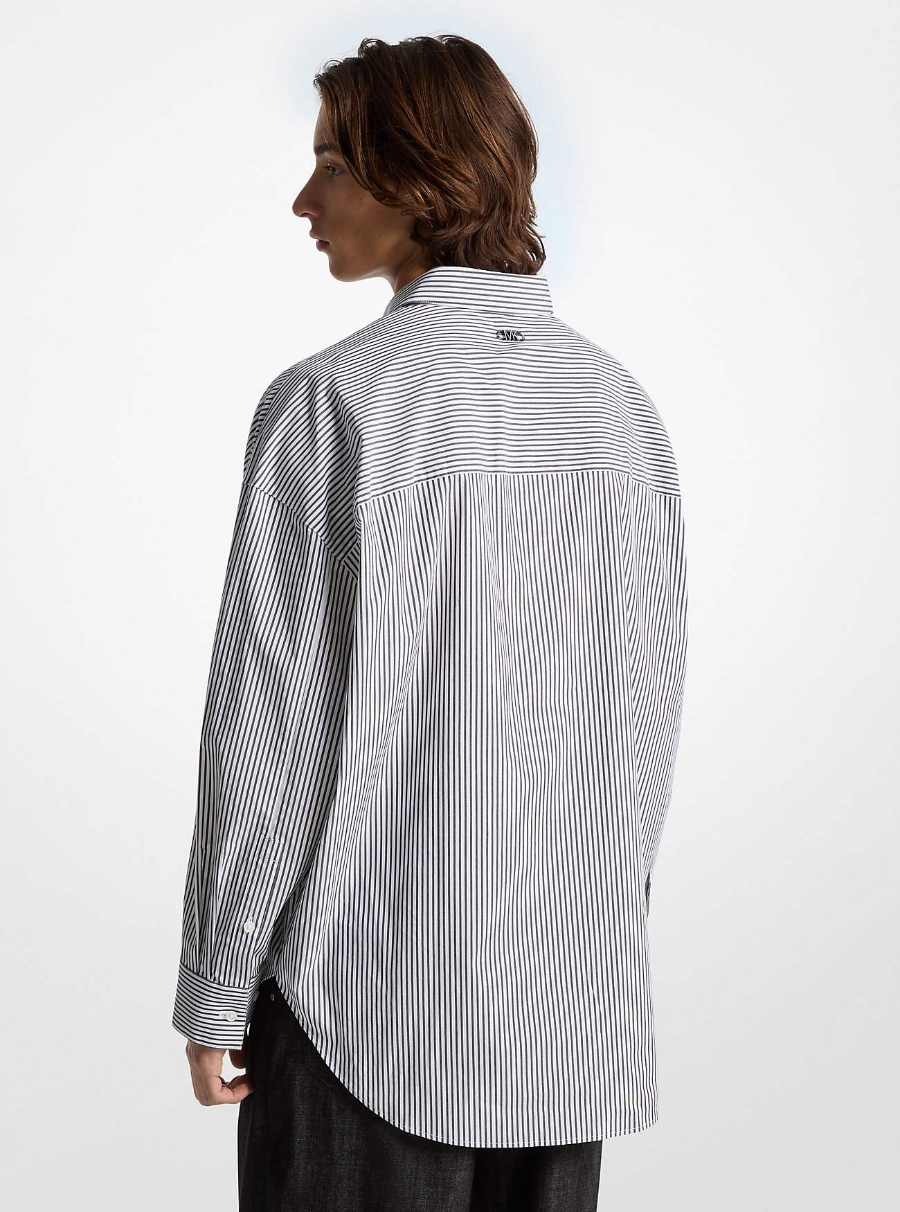 Oversized Striped Stretch Cotton Poplin Shirt - BLACK/WHITE