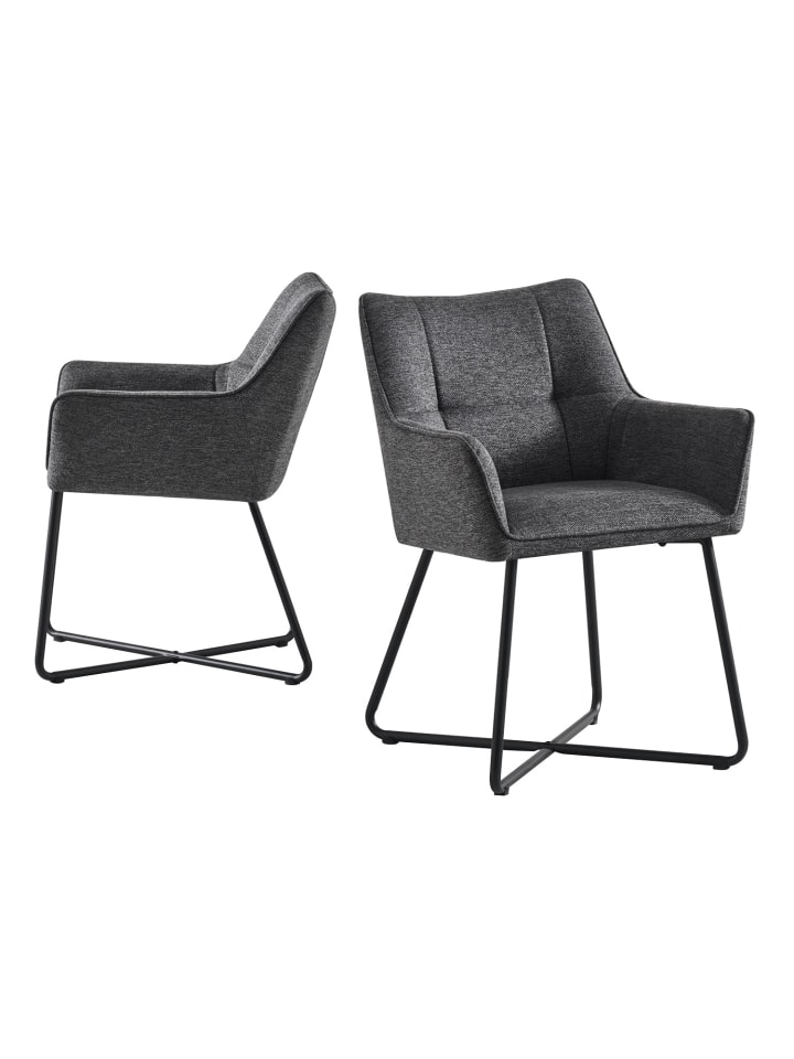 B&D Home 2er-Set: Esszimmerstuhl BREIGHT in Anthrazit - (B)56 x (H)83 x (T)59 cm günstig kaufen onesize