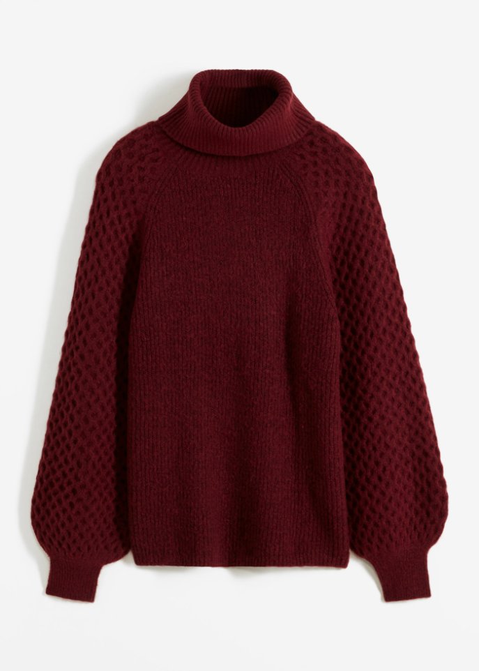 Grobstrick-Pullover mit Zopfmuster