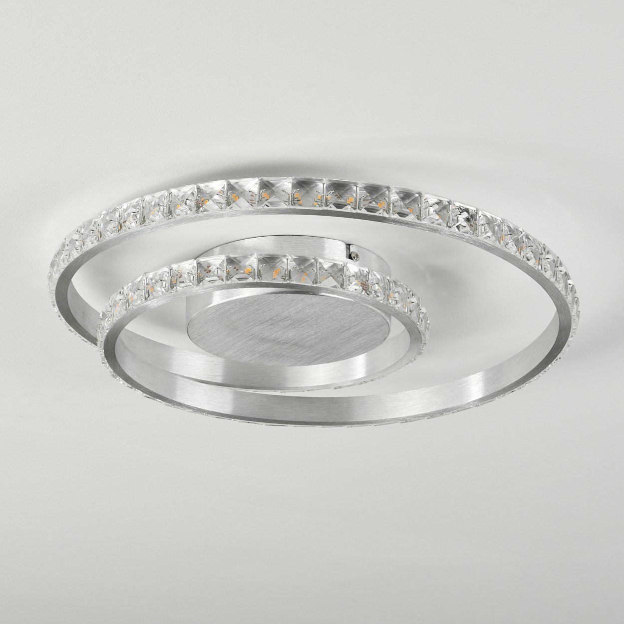 hofstein Deckenleuchte Paladon geschwungene Deckenlampe, Metall/Kunststoff, Aluminium/Klar, 3000 Kelvin, dimmbar über Lichtschalter, (38,5cm), LED 23,5 Watt, 1950 Lumen