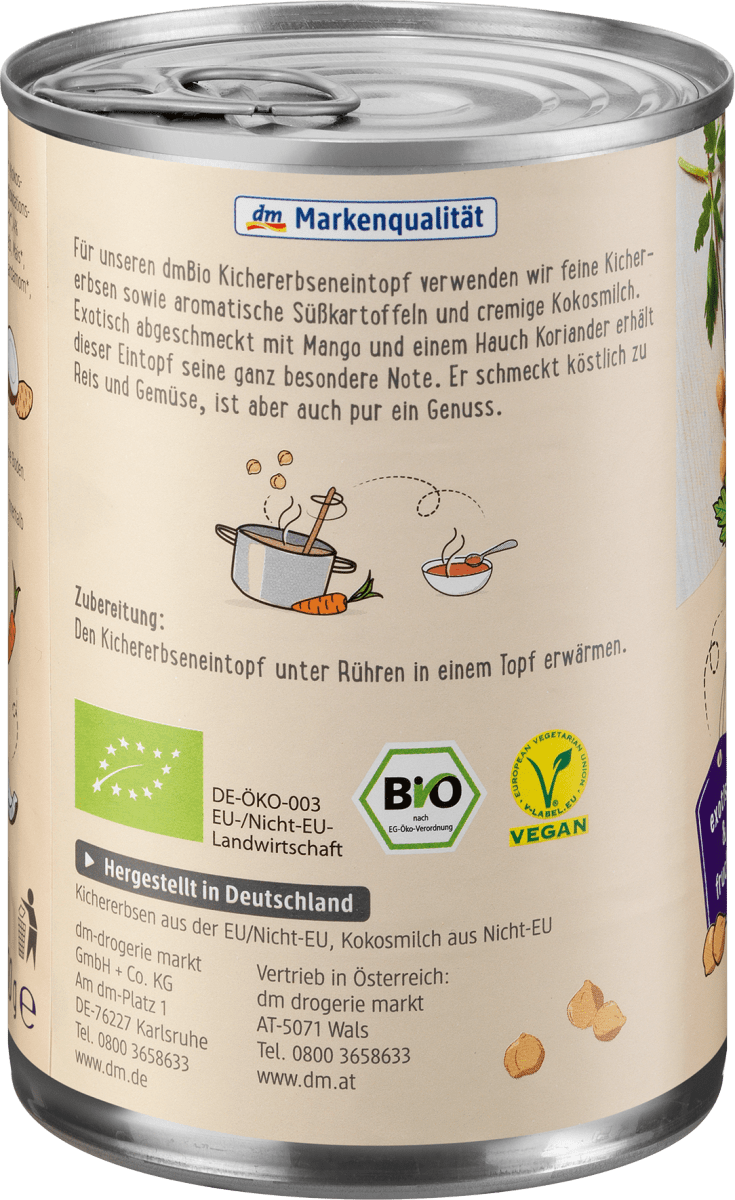 Eintopf, Kichererbsen mit Kokosmilch, 400 g