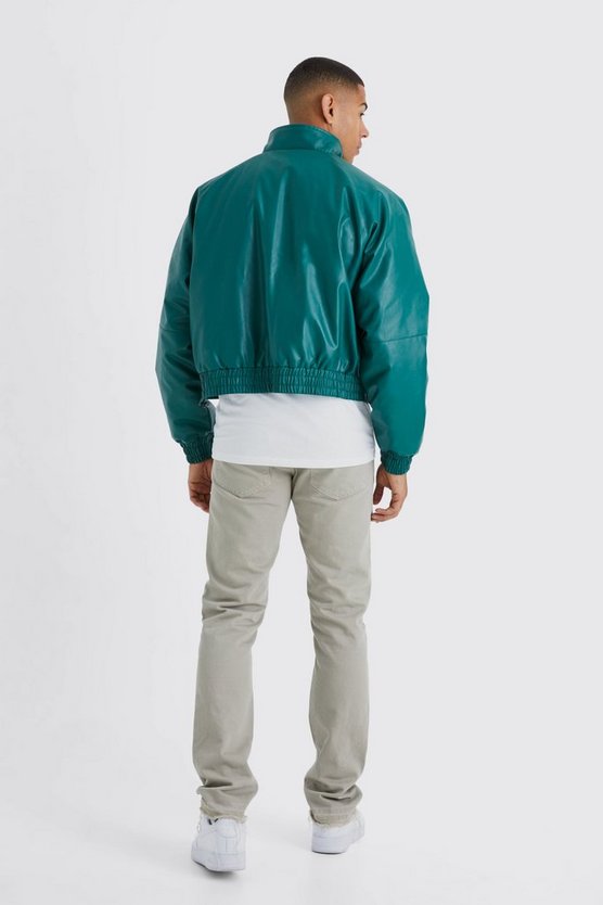 Kastige PU-Bomberjacke