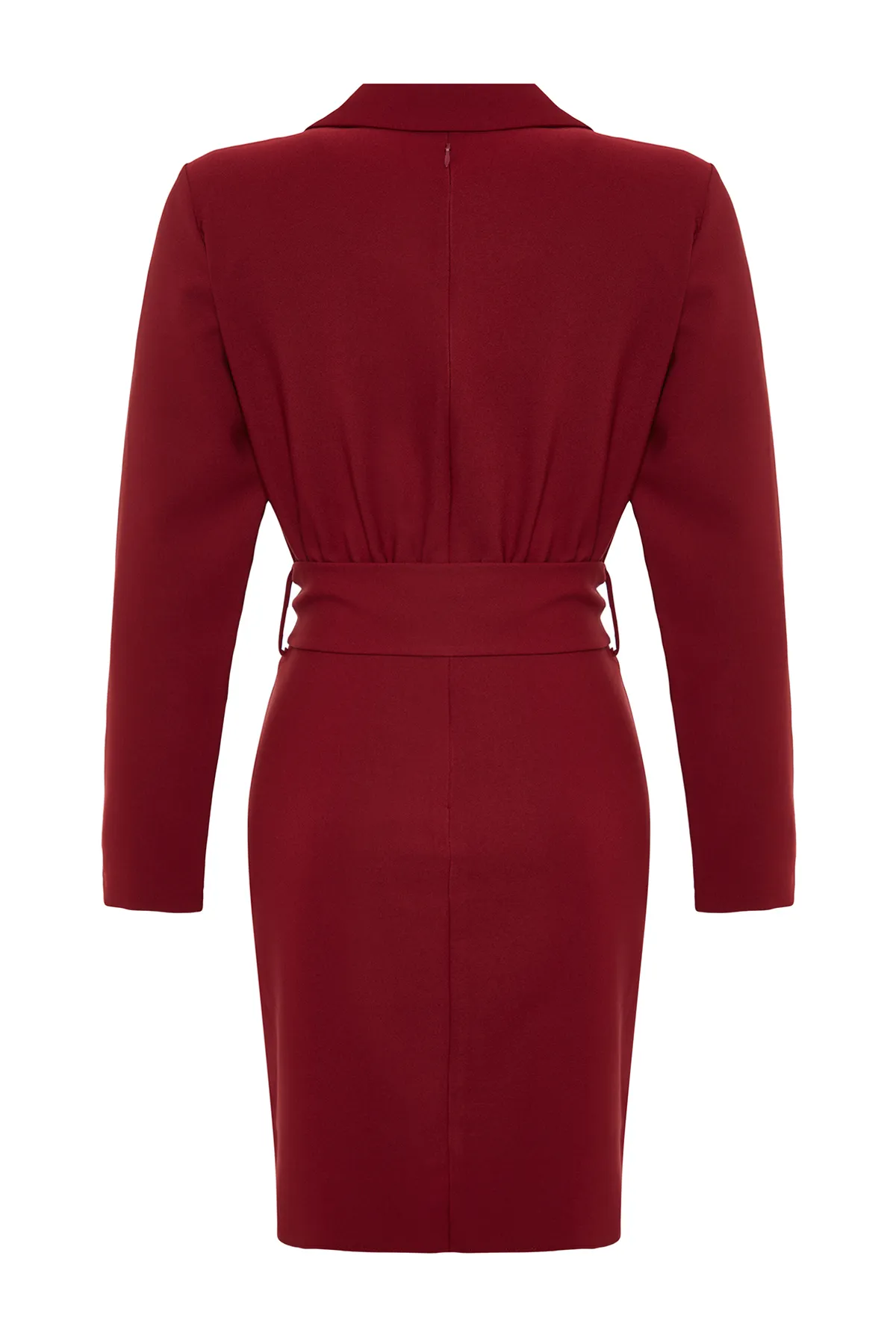 Trendyol Collection  Burgunderfarbenes, gewebtes Jackenkleid mit Gürtel und Knöpfen TWOAW24EL00593