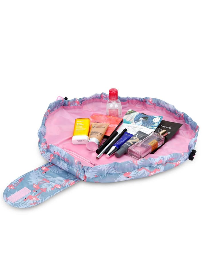 Intirilife One Step Kulturbeutel mit Kordel in GRAU ROSA FLAMINGO günstig kaufen onesize