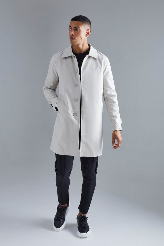 Einreihiger Poly Twill-Regenmantel