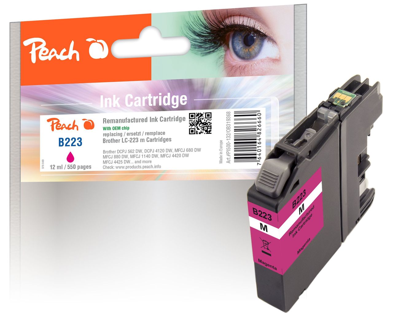 Peach Tintenpatrone magenta ersetzt Brother LC-223M