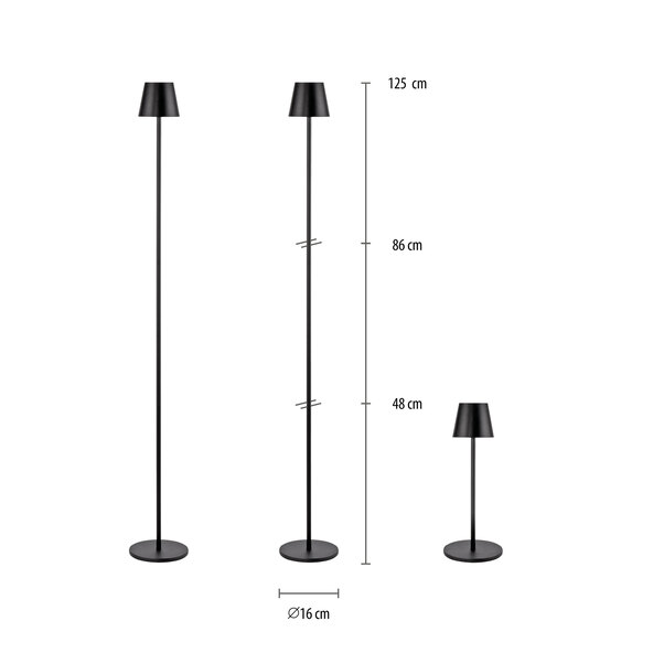 LED-Akku-Stehleuchte Buria, schwarz