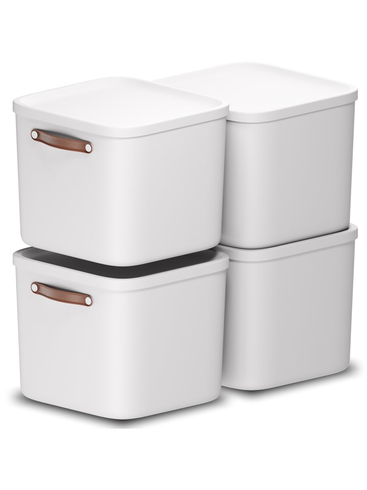 Rotho 4er-Set Kiste mit Deckel Maloja 40l in Mistelweiß günstig kaufen onesize