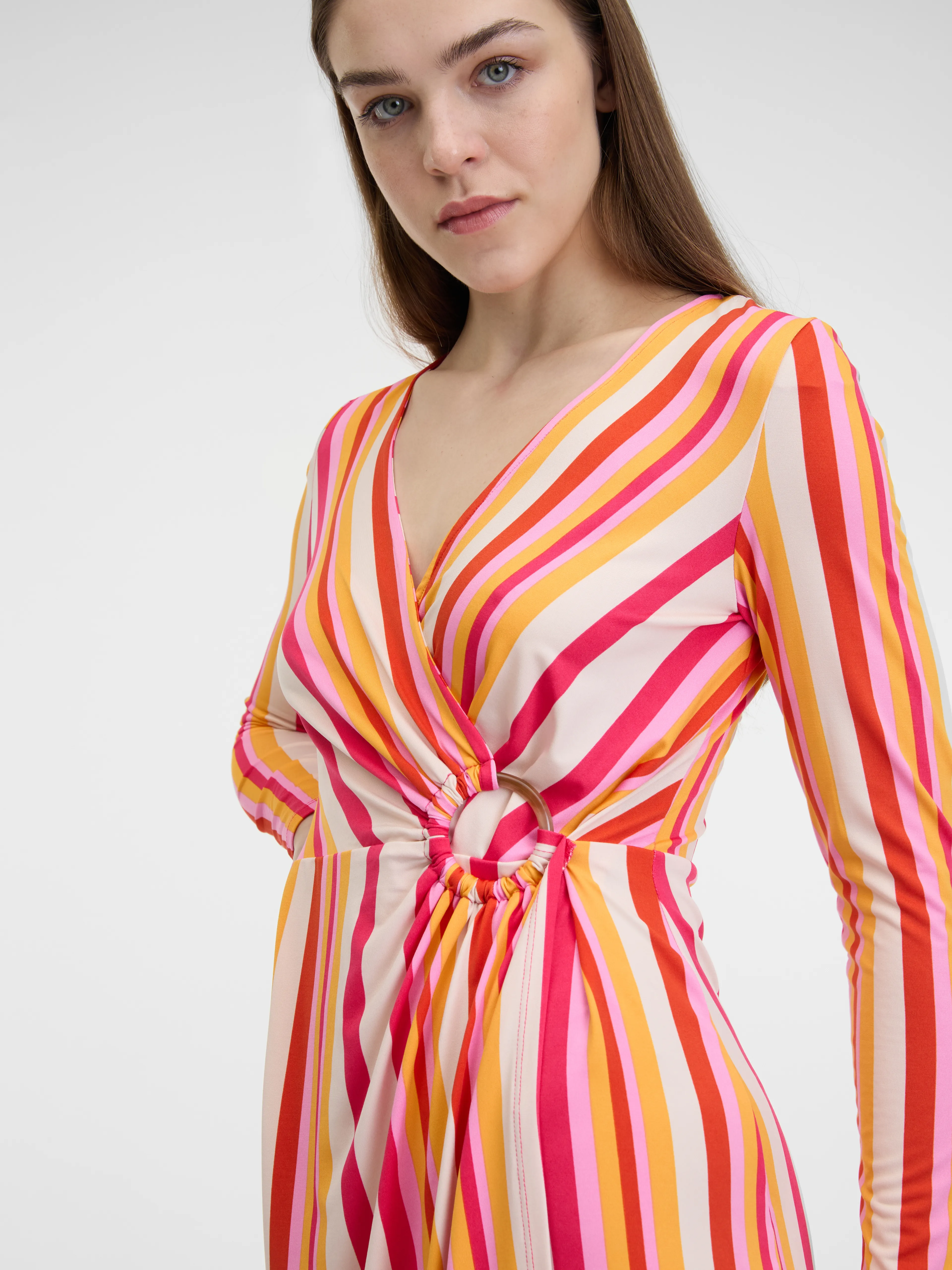 Rot und orange gestreiftes Damenkleid ORSAY