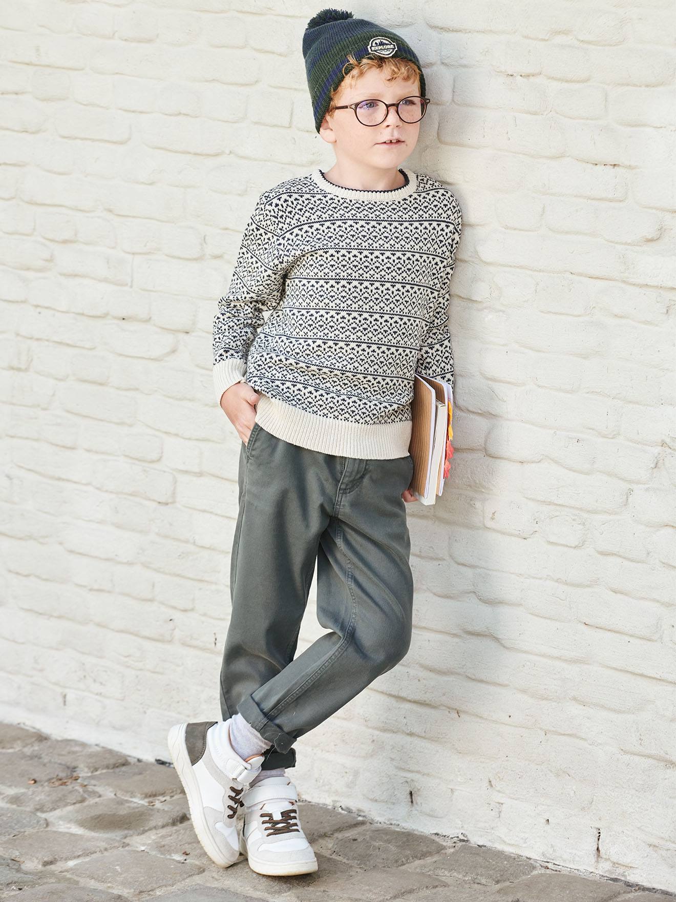 Pantalon chino facile à enfiler garçon beige