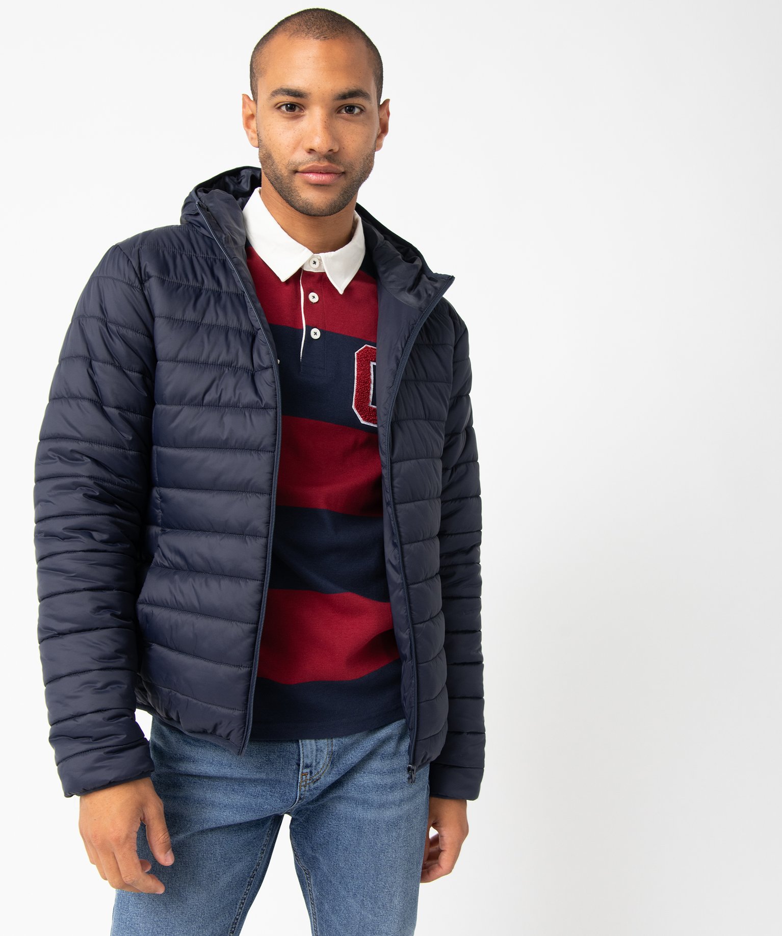 Doudoune homme fine avec capuche bleu | GEMO