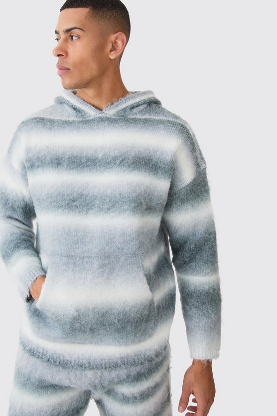 Gestreifter Hoodie in Blaugrün