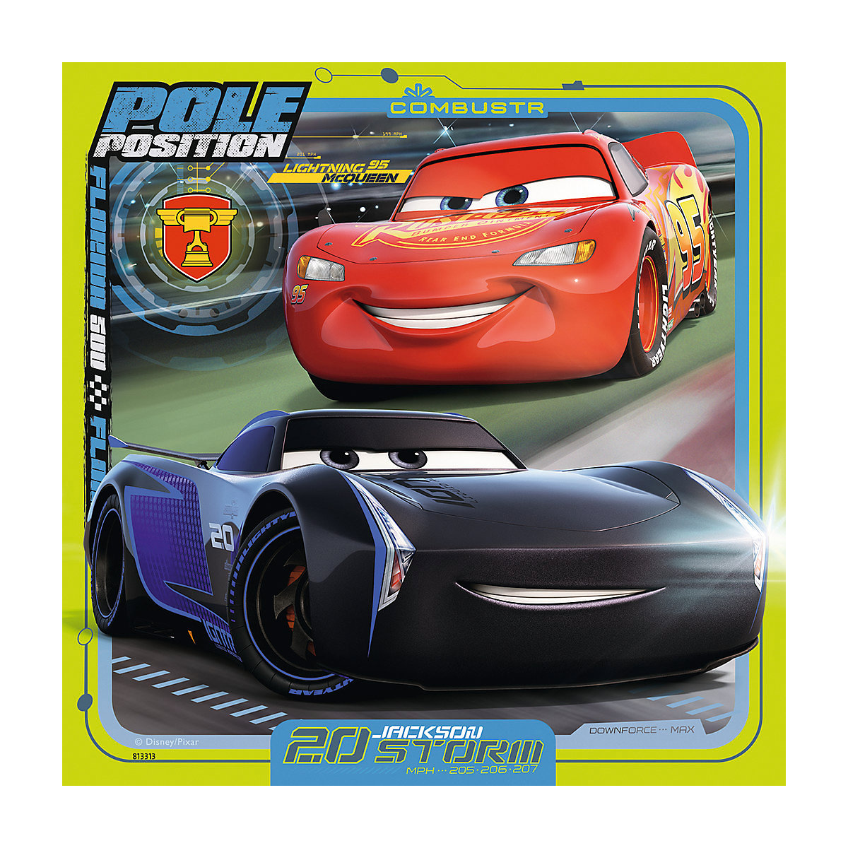 3er Set Puzzle, je 49 Teile, 21x21 cm,   Cars 3 Bunte Flitzer