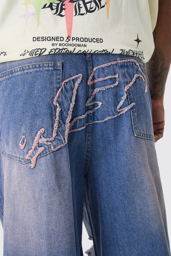 Plus extrem lockere Jeans mit Applikation
